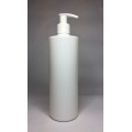 500ml White Cylinder Bottle with White Lotion Pump