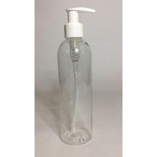 250ml Clear PET Tall Boston Bottles With White Lotion Pump 250ml Clear PET Tall Boston Bottles With White Lotion Pump