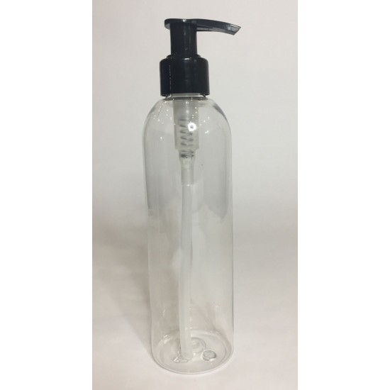 250ml Clear PET Tall Boston Bottles With Black Lotion Pump 250ml Clear PET Tall Boston Bottles With Black Lotion Pump