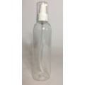 250ml Clear PET Tall Boston Bottles With White Serum Pump