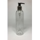 250ml Clear PET Tall Boston Bottles With Chrome & Black Lotion Pump