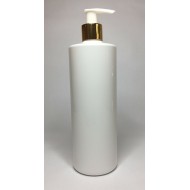 500ml White Cylinder Bottle with Shiny Gold/WhitePump