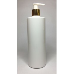 250ml White Cylinder with Shiny Gold/White Pump