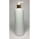 500ml White Cylinder Bottle with Shiny Gold/WhitePump