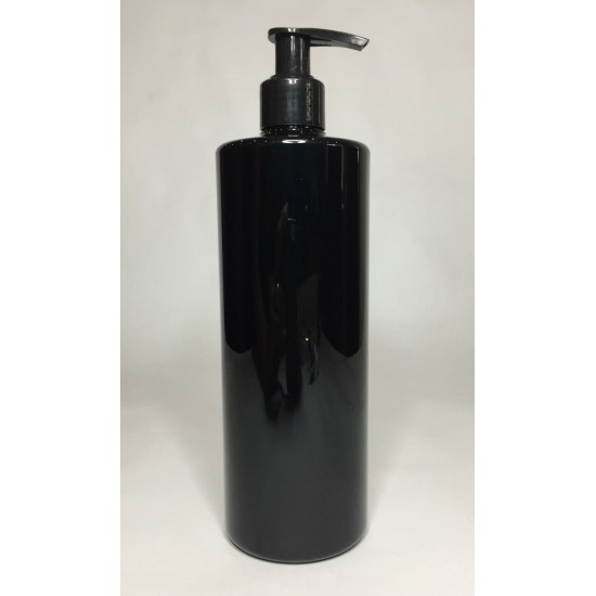 500ml Black PET Cylinder Bottle with Black Lotion Pump