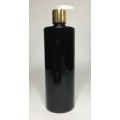 500ml Black PET Cylinder Bottle with Gold/Natural Pump