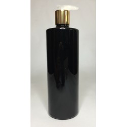 500ml Black PET Cylinder Bottle with Gold/Natural Pump