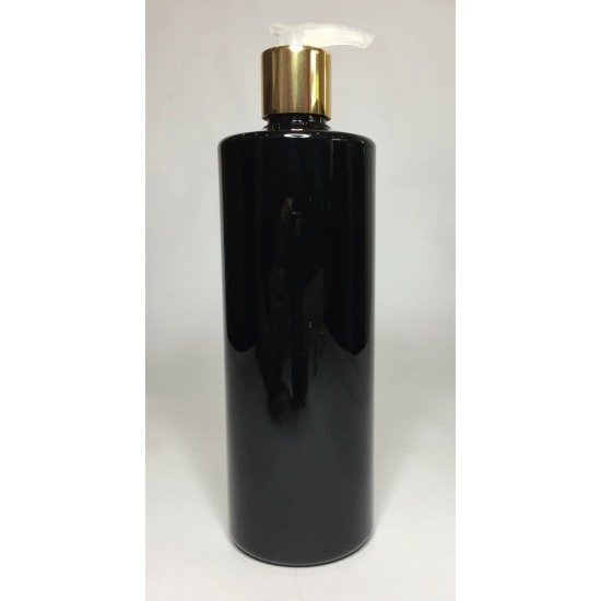 500ml Black PET Cylinder Bottle with Gold/Natural Pump