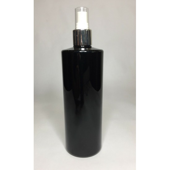 500ml Black PET Cylinder Bottle with Silver Chrome Atomiser Spray