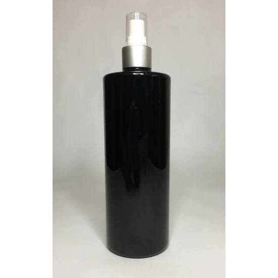 500ml Black PET Cylinder Bottle with Matt Silver Atomiser Spray