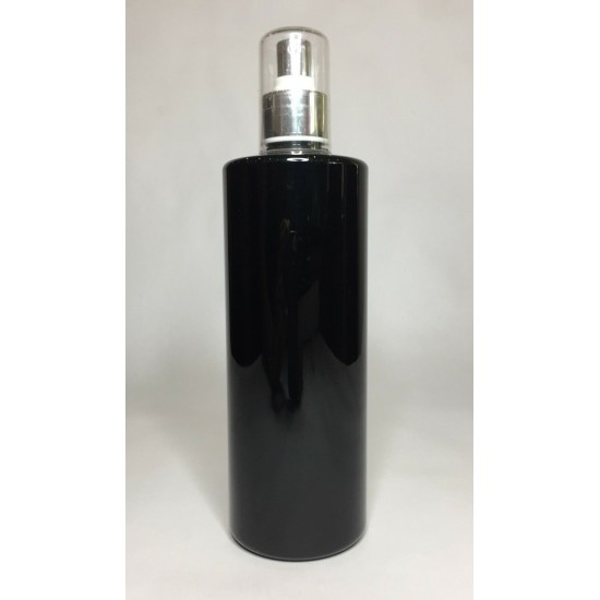 500ml Black PET Cylinder Bottle with Silver Chrome Serum Pump
