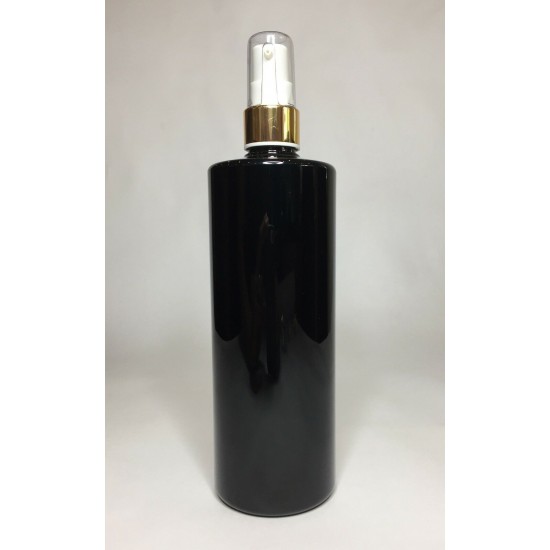 500ml Black PET Cylinder Bottle with Shiny Gold Serum Pump