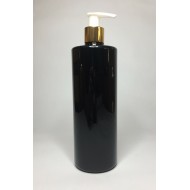 500ml Black PET Cylinder Bottle with Gold/WhitePump