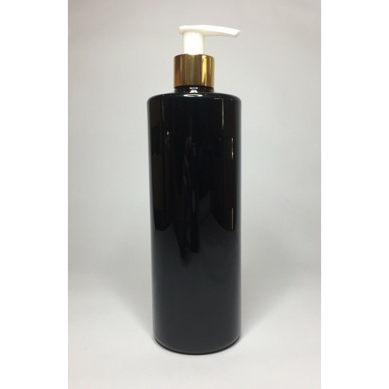 500ml Black PET Cylinder Bottle with Gold/WhitePump