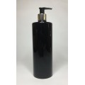 500ml Black PET Cylinder Bottle with Chrome/Black Pump
