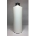 250ml White Cylinder Bottle with Ribbed Black Cap