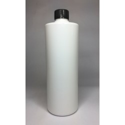 250ml White Cylinder Bottle with Ribbed Black Cap