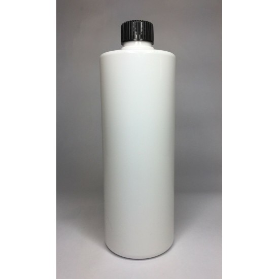 250ml White Cylinder Bottle with Ribbed Black Cap