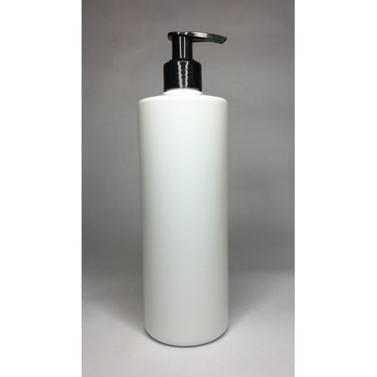 250ml White Cylinder Bottle with Black Lotion Pump
