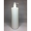 250ml White Cylinder Bottle with Natural Lotion Pump