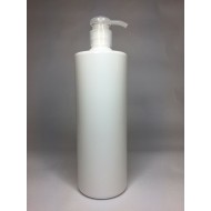 500ml White Cylinder Bottle with Natural Lotion Pump