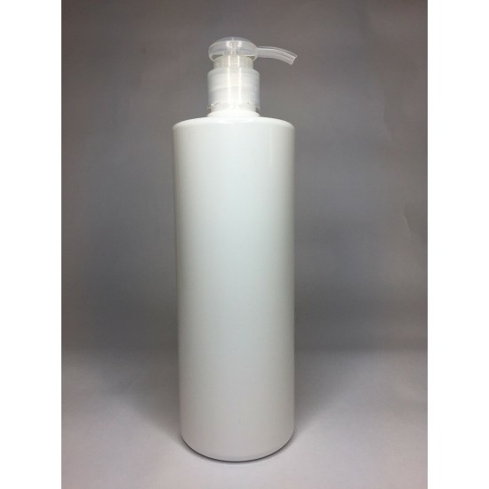 500ml White Cylinder Bottle with Natural Lotion Pump