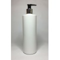 250ml White Cylinder Bottle with Chrome & Black Lotion Pump