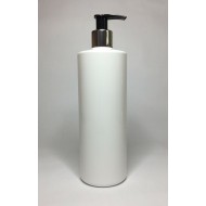 500ml White Cylinder Bottle with Chrome & Black Pump