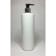 500ml White Cylinder Bottle with Chrome & Black Pump