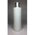 500ml White Cylinder Bottle with Matt Silver Disc Top