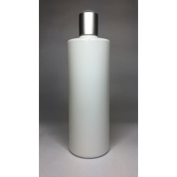 250ml White Cylinder Bottle with Matt Silver Disc Top