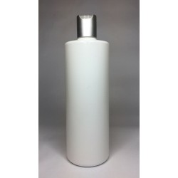 500ml White Cylinder Bottle with Matt Silver Disc Top