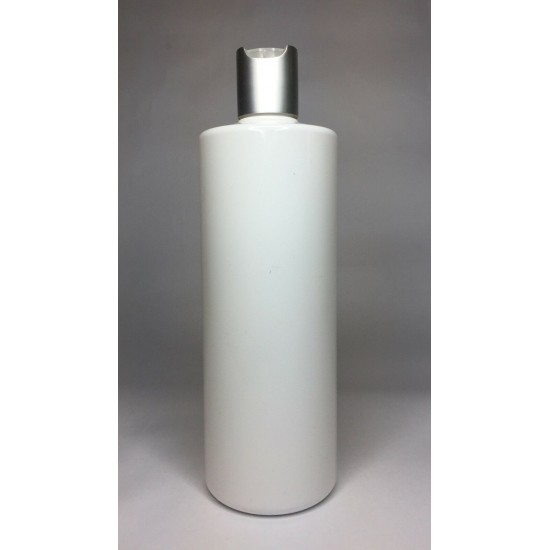 500ml White Cylinder Bottle with Matt Silver Disc Top