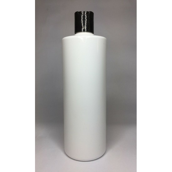 250ml White Cylinder Bottle with Black Disc Top