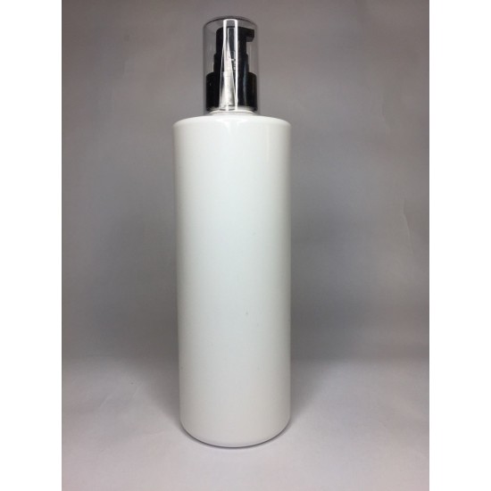 250ml White Cylinder Bottle with Black Serum Pump