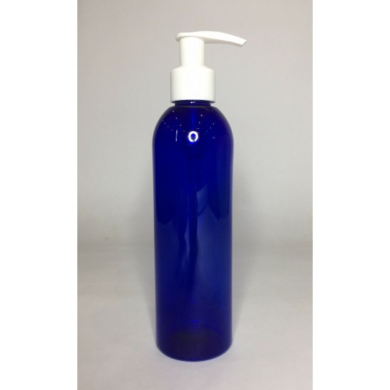 500ml Blue PET Boston Bottle with White Lotion Pump 500ml Blue PET Boston Bottle with White Lotion Pump