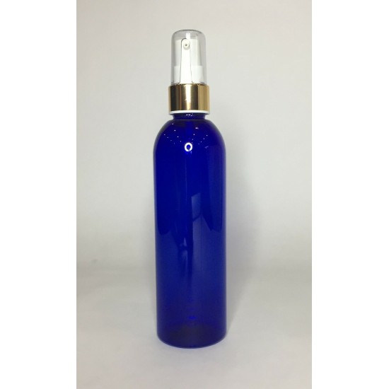 500ml Blue PET Boston Bottle with Gold Serum Pump
