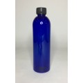 500ml Blue PET Boston Bottle with Ribbed Black Cap