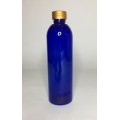 500ml Blue PET Boston Bottle with Ribbed Gold Cap