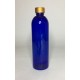 500ml Blue PET Boston Bottle with Ribbed Gold Cap 500ml Blue PET Boston Bottle with Ribbed Gold Cap
