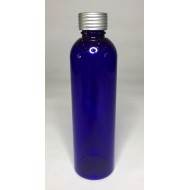 500ml Blue PET Boston Bottle with Ribbed Matt Silver Cap