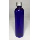 500ml Blue PET Boston Bottle with Ribbed Matt Silver Cap