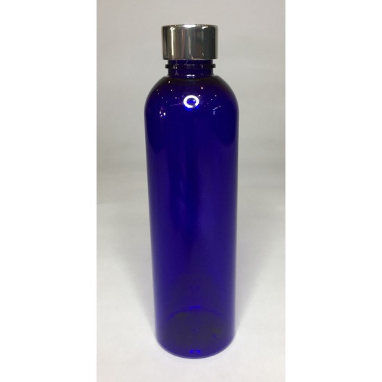 500ml Blue PET Boston Bottle with Chrome Silver Cap