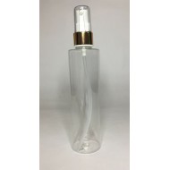250ml Clear PET Cylindrical Bottles With Matt Gold Serum Pump