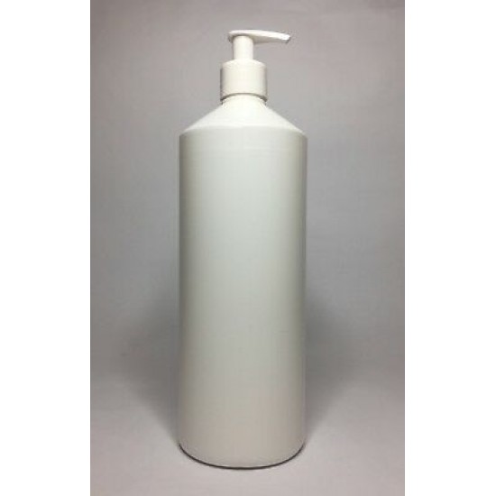 1000ml (1L) white HDPE Swipe Bottle with White Lotion Pump