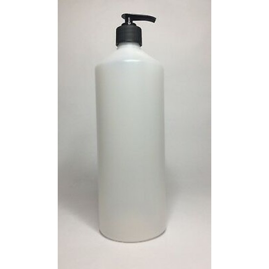 1000ml (1L) Natural HDPE Swipe Bottle with Black Lotion Pump