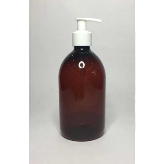 250ml Amber PET Sirop Bottle with White Lotion Pump