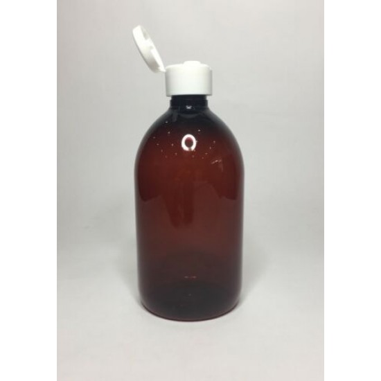 250ml Amber PET Sirop Bottle with White Flip Top Cap