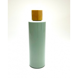 500ml Sage Green PET Plastic Cylinder Bottles with Bamboo Disc Top