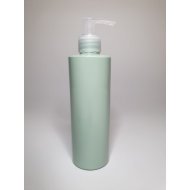 500ml Sage Green Cylindrical PET Plastic Bottles With Natural Lotion Pump